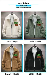 Detail view of four color options for the men's fleece jacket with turn-down collar