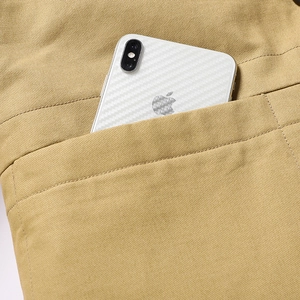 Classic khaki washed cotton work jacket for men with practical large storage pocket
