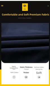 Detailed view of navy blue heavy knitting fabric made from 100% soft cotton material