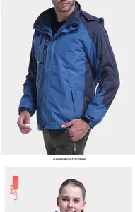 Close-up of windproof outdoor jacket featuring adjustable velcro cuffs and functional zipper pockets