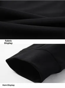 Detail of black sporty trousers showing elastic knitted fabric texture and ribbed cuffs