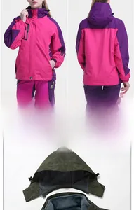 Detail of outdoor jacket with detachable thick fleece lining and windproof fabric layer
