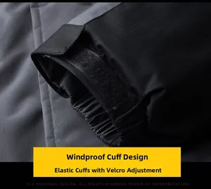 Detail of adjustable velcro cuffs and inner elastic bands on the outdoor jacket sleeve