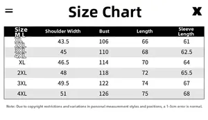Detailed size chart for men's winter jacket with shoulder, chest, and length measurements