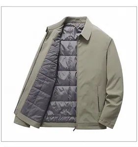 Detailed macro view of khaki quilted lining and fashion lettering on men jacket
