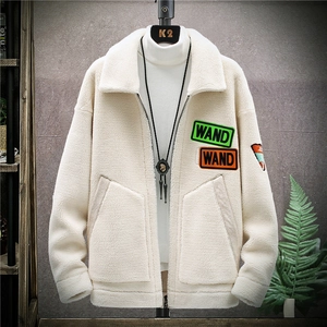 Men Winter Sherpa Jacket Thick Warm Granular Fleece Coat Loose Fit Turn Down Collar Casual Streetwear Outwear For Men