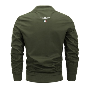Winter military fleece jacket in olive green with eagle embroidery on the back