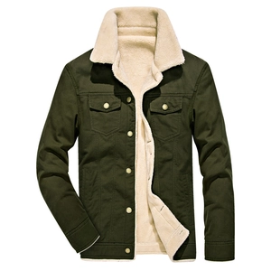 Giacca Utilitaria Invernale da Uomo con Fodera in Sherpa Spessa in Pile Misto Cotone Cappotto Caldo per Esterno Tasche