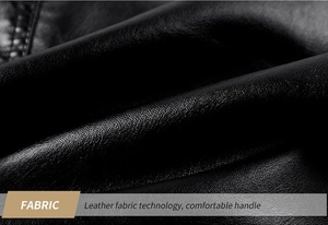 Close-up of black PU leather fabric with fine grain texture and soft matte finish