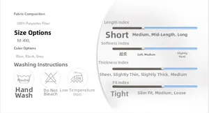 Size chart and fabric details showing 100% polyester material for men sports suit