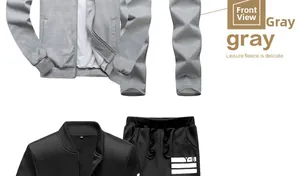 Detail view of men's casual tracksuit featuring side stripes and Y-8 print