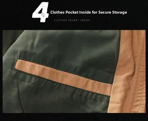 Detail view of cotton jacket inner lining featuring a secure horizontal hidden pocket