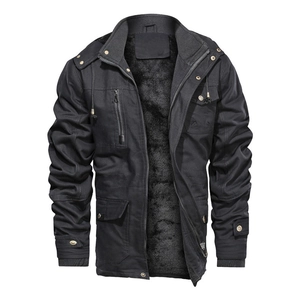 Detail showing the thick black fleece lining and warm interior of the winter work jacket