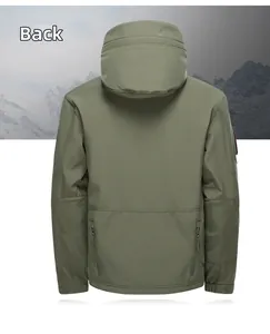 Rückansicht der Herren Softshell-Militärjacke mit taktischen Reißverschlusstaschen