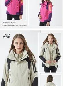 Detail of waterproof outdoor jackets with adjustable cuffs, hoods and sleeve zip pockets