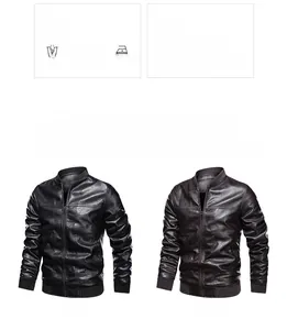 Detail of PU leather flight jacket showing ribbed cuffs and texture in black and brown