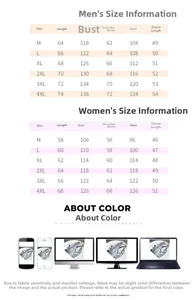 Detailed size chart for men and women teddy fleece jacket with measurement parameters