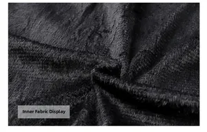 Close-up of the thick black plush lining fabric on a men's stylish PU leather jacket