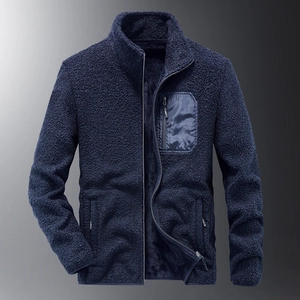 Veste en polaire bleu marine pour homme avec col montant et poche poitrine zippée pratique