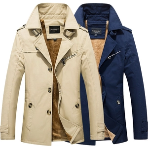 Herren Freizeit-Windbreaker-Jacken mit warmem Futter in Khaki und Marineblau