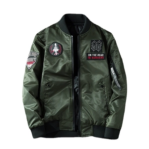 Giacca Bomber MA-1 da Uomo Reversibile con Toppe Ricamate Antivento Colletto in Piedi Giacca Invernale da Uomo