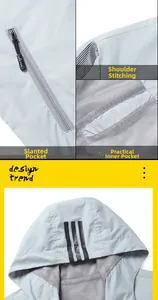 Vue détaillée de la veste de protection solaire gris clair avec doublure en maille et zip