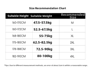 Size chart for men's casual jacket showing height and weight recommendations from M to 4XL