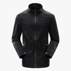 Men's black lightweight sun protection jacket with full zip and freedom print sleeve