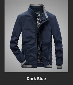 Navy blue jacket featuring striped ribbed collar and detailed geometric pattern lining