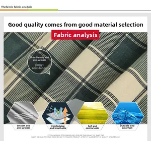 Vue détaillée du tissu à carreaux infroissable montrant une texture respirante et douce