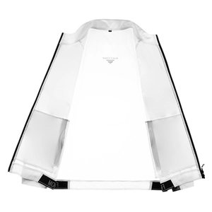 Men's white summer breathable sun protection jacket with lightweight fabric and standing collar