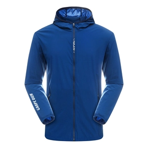 Men's dark blue ice silk sun protection jacket with hood and Carpe Diem lettering