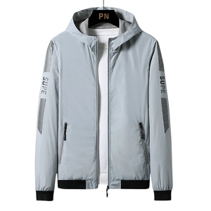 Veste pare-soleil légère pour hommes grande taille gris clair avec design sportif