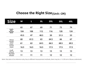 Detailed size chart for men slim fit leather jacket showing M to 4XL measurements