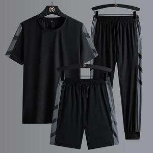 Men's Athletic Tracksuit Nylon Breathable Quick Dry T-Shirt Shorts And Pants Casual Sporty Training Workout Fitness Apparel
