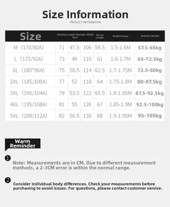 Detailed size chart for men's plaid shirt with measurements from M to 5XL in centimeters