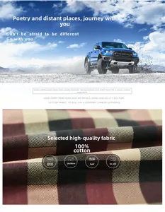 Détail de la texture du tissu 100 % coton pour chemises décontractées à carreaux pour hommes