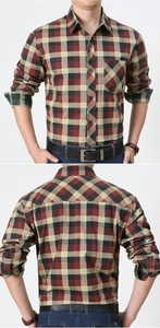 Détail de chemise à carreaux multicolore pour homme avec poche de poitrine et manches