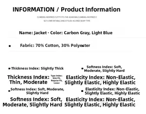 Specifiche del tessuto e tabella della composizione dei materiali per giacca denim uomo