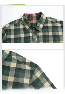 Détail du col classique et des coutures d'épaule d'une chemise à carreaux pour hommes