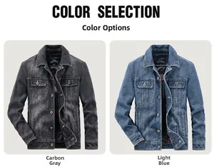 Opzioni di colore della giacca di jeans da uomo in grigio antracite e blu chiaro lavato