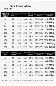 Detailed size chart for men and women's camouflage jackets in various body measurements