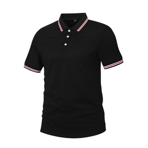 Men Casual Cotton Polo Shirt Short Sleeve Contrast Stripe Lapel Collar Top For Daily Office Wear Summer Fashion