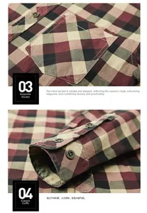 Détail d'une chemise à carreaux bordeaux montrant la poche poitrine et la texture du poignet