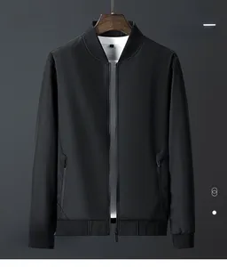 Detail shot of black casual jacket featuring ribbed cuffs and metal zipper closure