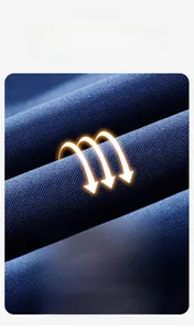 Detail of durable navy blue fabric showing scratch resistance with sharp scissors