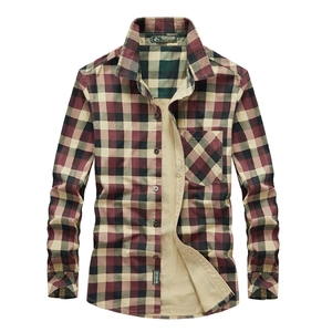 Chemise Décontractée en Coton à Carreaux pour Hommes Coupe Large Col Rabattu Boutonnée Vêtement de Travail Avec Poche