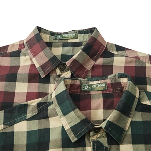 Chemises à carreaux pour hommes en flanelle rouge et verte avec détails du col
