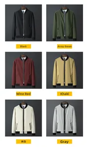 Selection of classic zipper jackets in six colors including black, khaki and wine red