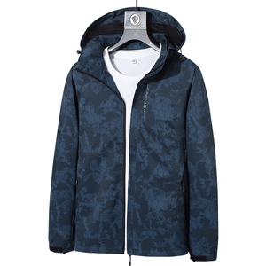 Outdoor Hooded Windbreaker Jacket Waterproof Camouflage Honeycomb Pattern Tactical Streetwear Polyester Coat Casual Sportswear